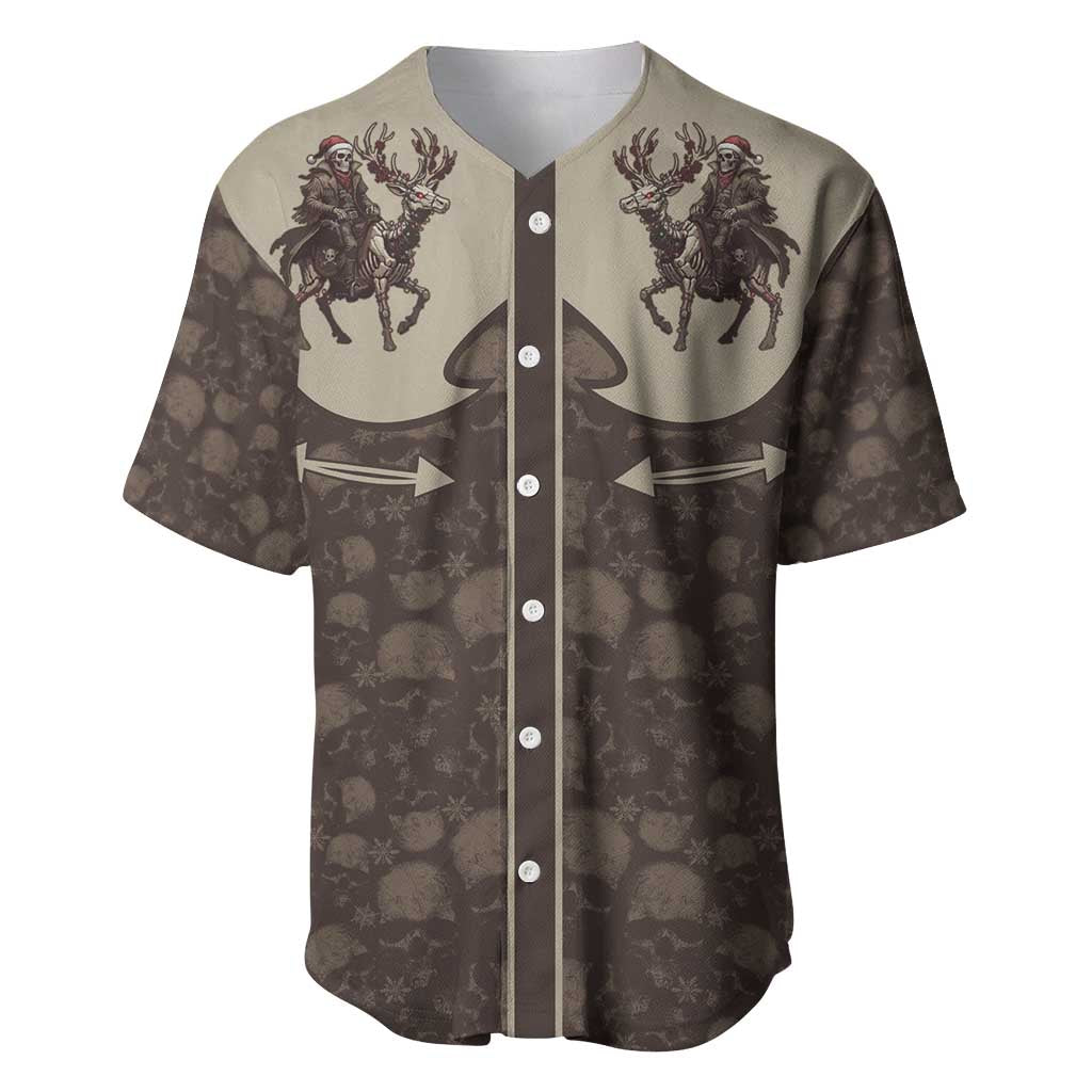 Western Yoke Baseball Jersey Skeleton Cowboy Santa On A Reindeer - Wonder Print Shop