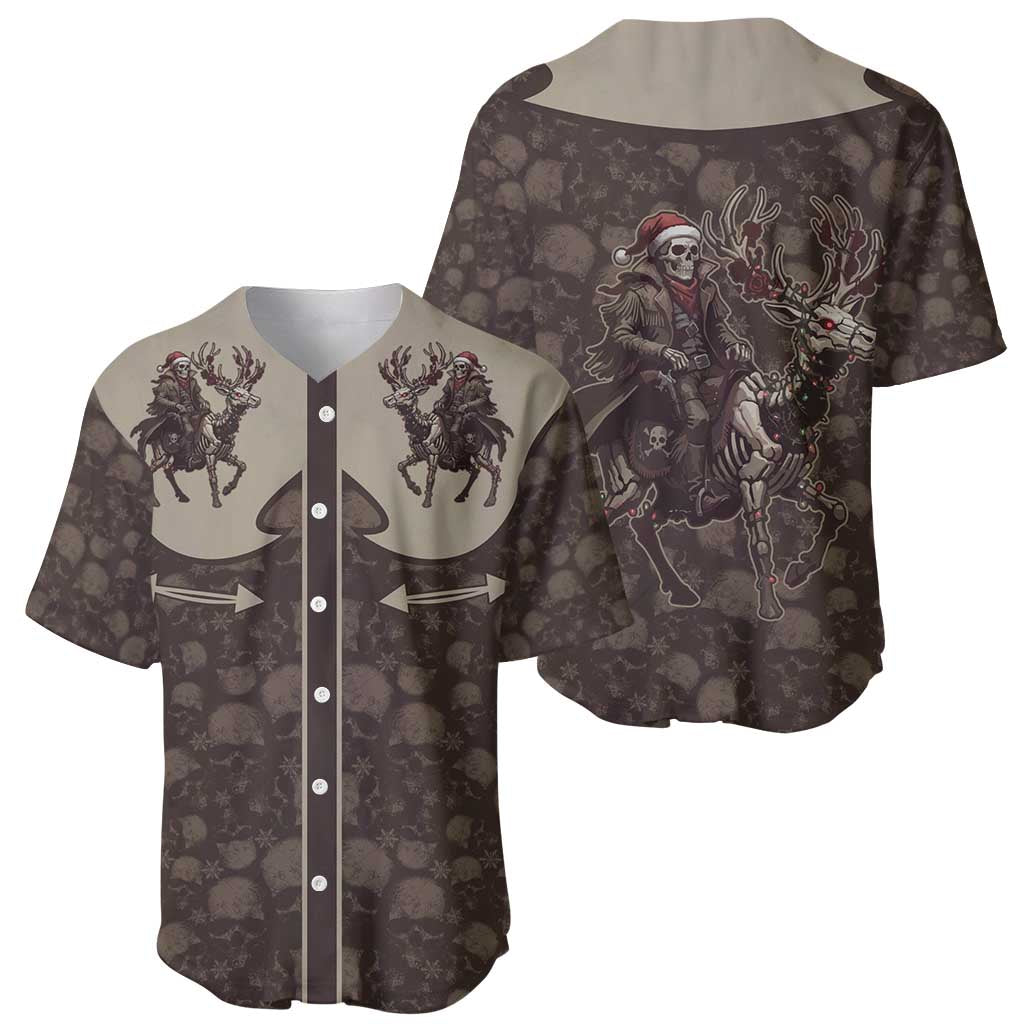 Western Yoke Baseball Jersey Skeleton Cowboy Santa On A Reindeer - Wonder Print Shop