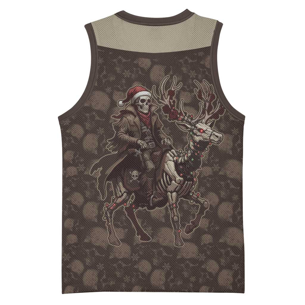 Western Yoke Basketball Jersey Skeleton Cowboy Santa On A Reindeer - Wonder Print Shop