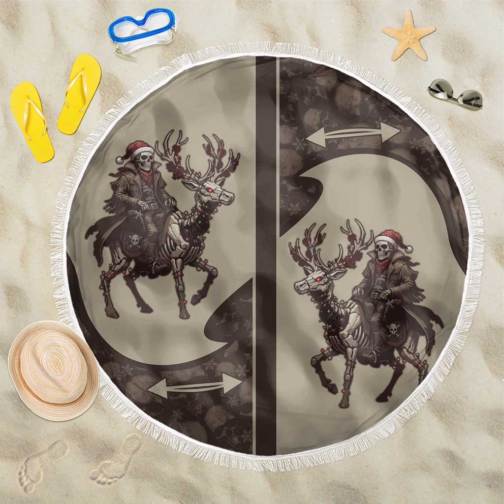 Western Yoke Beach Blanket Skeleton Cowboy Santa On A Reindeer - Wonder Print Shop