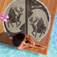 Western Yoke Beach Blanket Skeleton Cowboy Santa On A Reindeer - Wonder Print Shop