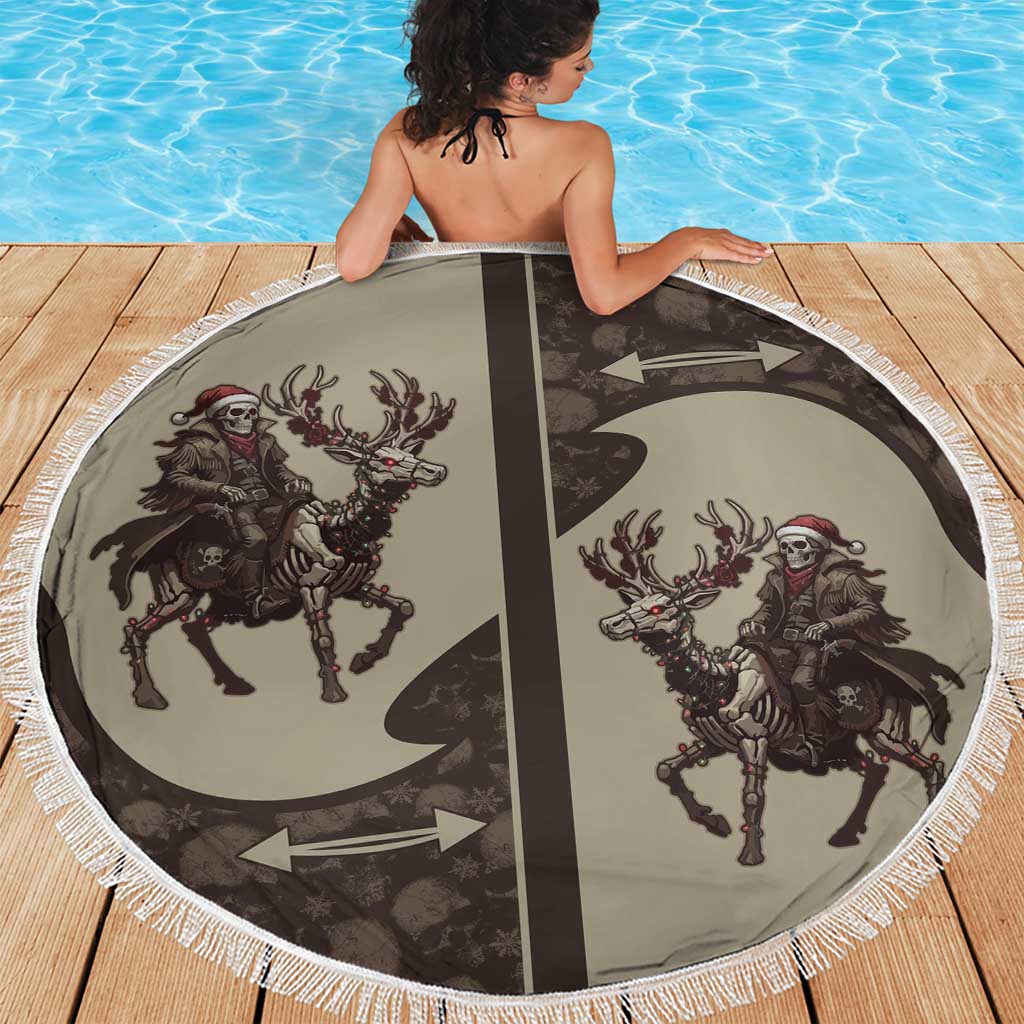 Western Yoke Beach Blanket Skeleton Cowboy Santa On A Reindeer - Wonder Print Shop