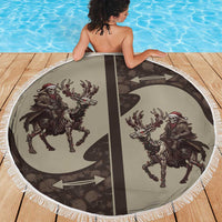 Western Yoke Beach Blanket Skeleton Cowboy Santa On A Reindeer - Wonder Print Shop