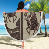 Western Yoke Beach Blanket Skeleton Cowboy Santa On A Reindeer - Wonder Print Shop