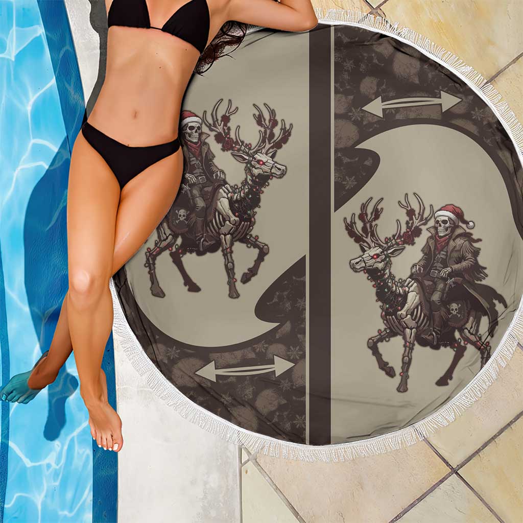 Western Yoke Beach Blanket Skeleton Cowboy Santa On A Reindeer - Wonder Print Shop