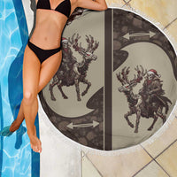 Western Yoke Beach Blanket Skeleton Cowboy Santa On A Reindeer - Wonder Print Shop