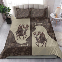Western Yoke Bedding Set Skeleton Cowboy Santa On A Reindeer - Wonder Print Shop