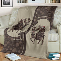 Western Yoke Blanket Skeleton Cowboy Santa On A Reindeer - Wonder Print Shop
