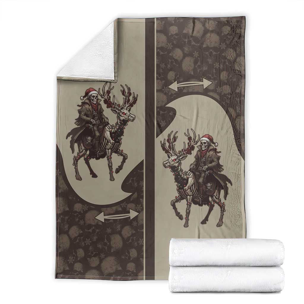 Western Yoke Blanket Skeleton Cowboy Santa On A Reindeer - Wonder Print Shop