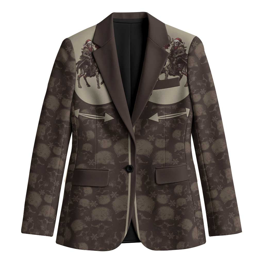 Western Yoke Blazer Skeleton Cowboy Santa On A Reindeer - Wonder Print Shop