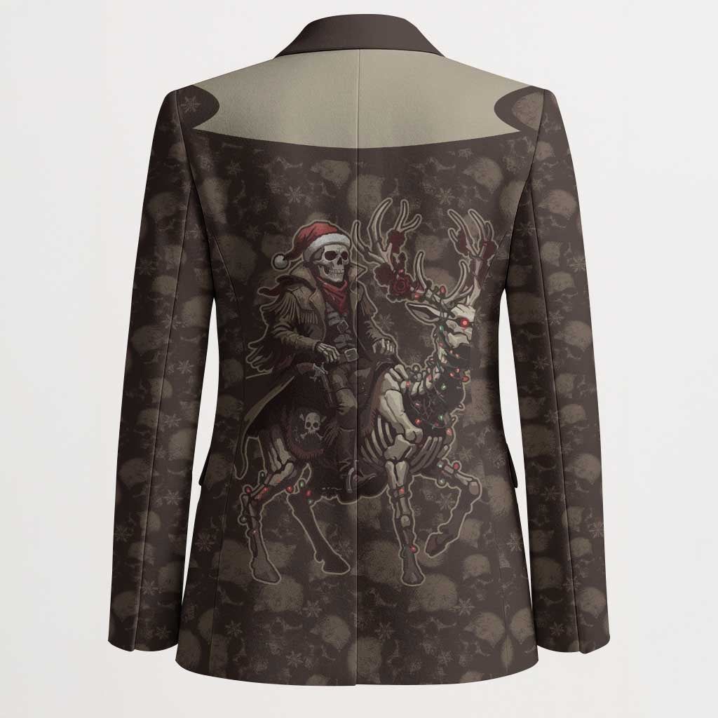 Western Yoke Blazer Skeleton Cowboy Santa On A Reindeer - Wonder Print Shop