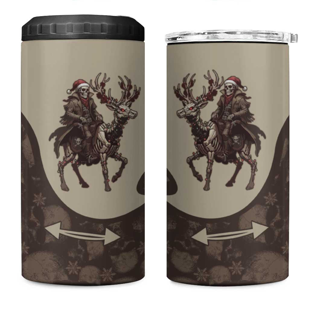 Western Yoke 4 in 1 Can Cooler Tumbler Skeleton Cowboy Santa On A Reindeer - Wonder Print Shop