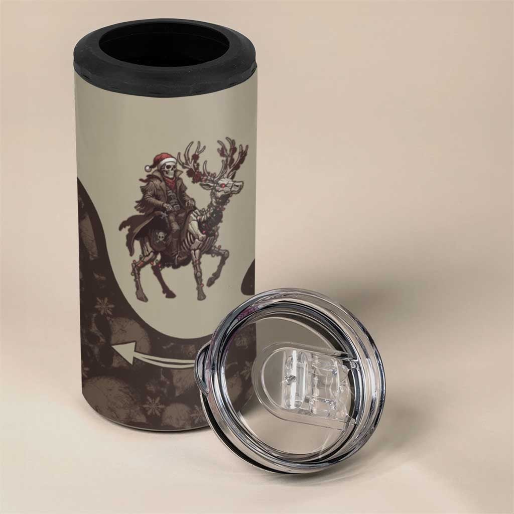 Western Yoke 4 in 1 Can Cooler Tumbler Skeleton Cowboy Santa On A Reindeer - Wonder Print Shop