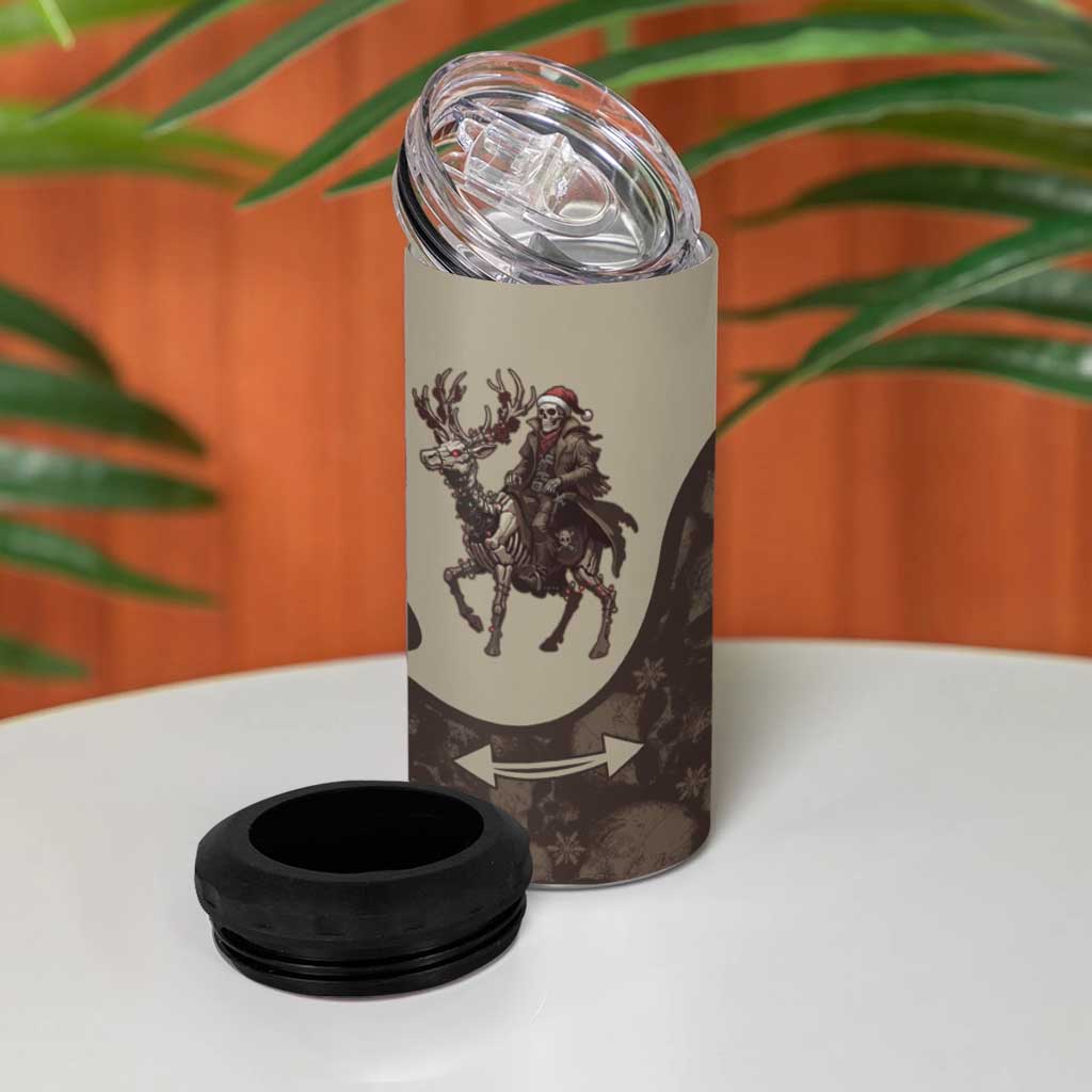 Western Yoke 4 in 1 Can Cooler Tumbler Skeleton Cowboy Santa On A Reindeer - Wonder Print Shop