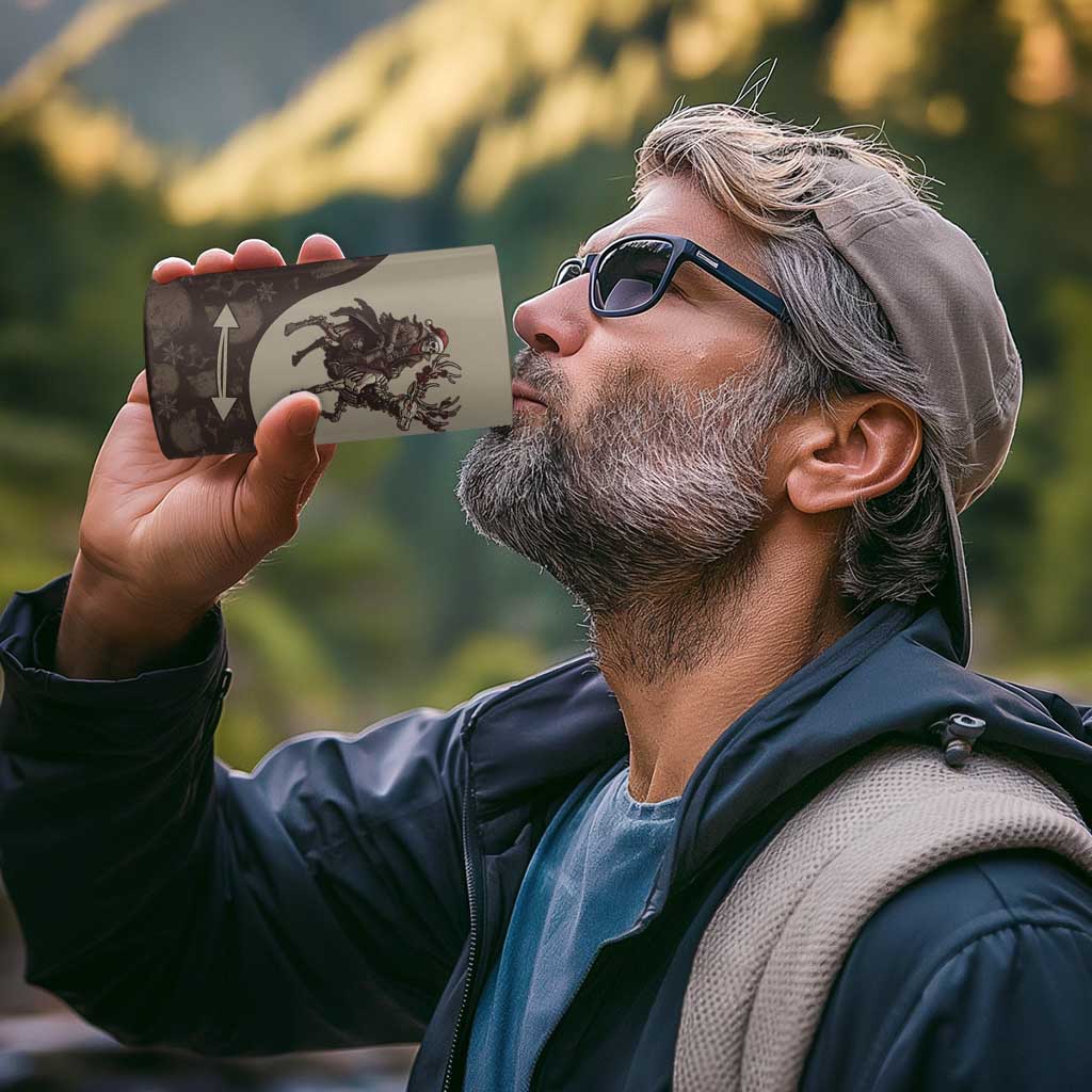 Western Yoke 4 in 1 Can Cooler Tumbler Skeleton Cowboy Santa On A Reindeer - Wonder Print Shop