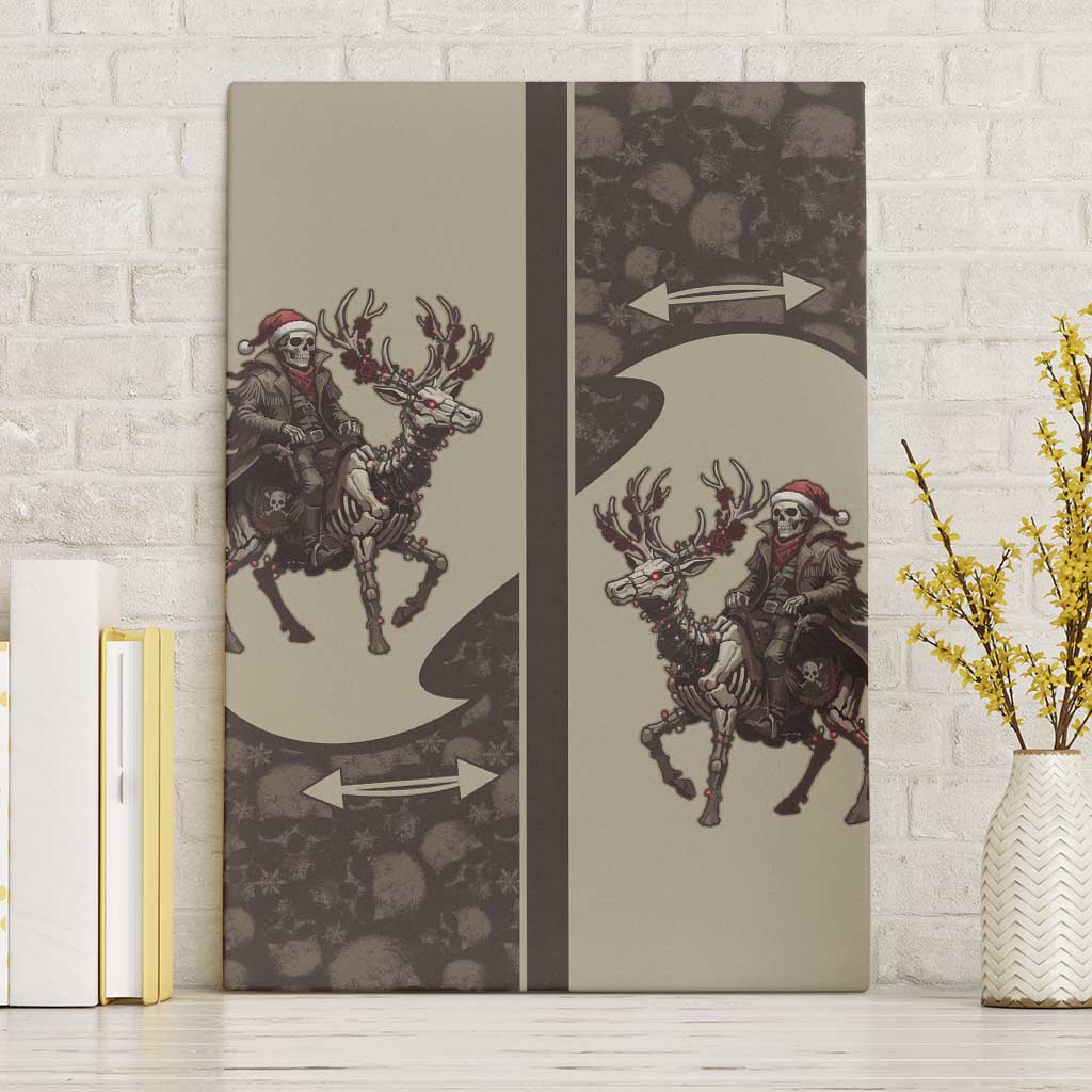 Western Yoke Canvas Wall Art Skeleton Cowboy Santa On A Reindeer - Wonder Print Shop