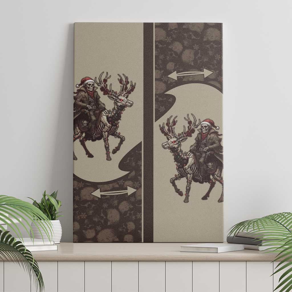 Western Yoke Canvas Wall Art Skeleton Cowboy Santa On A Reindeer - Wonder Print Shop