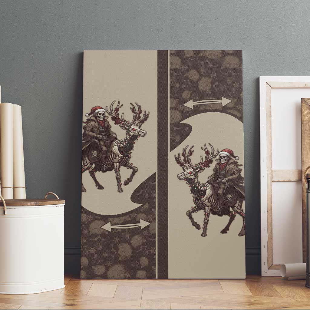 Western Yoke Canvas Wall Art Skeleton Cowboy Santa On A Reindeer - Wonder Print Shop