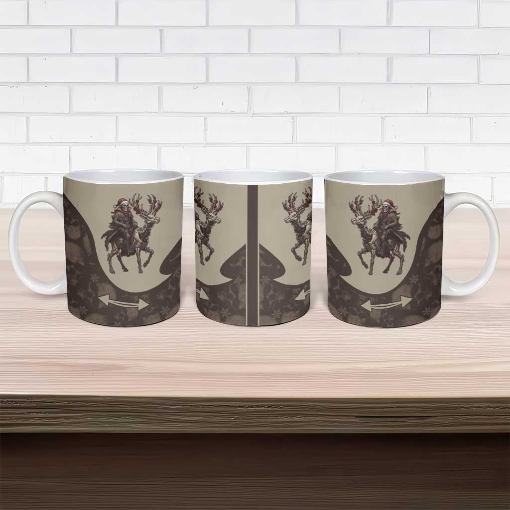 Western Yoke Ceramic Mug Skeleton Cowboy Santa On A Reindeer - Wonder Print Shop