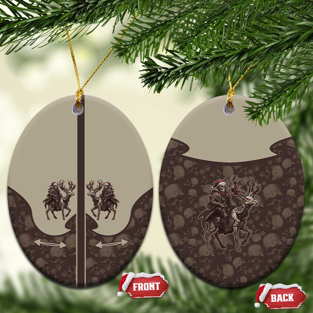 Western Yoke Ceramic Ornament Skeleton Cowboy Santa On A Reindeer - Wonder Print Shop