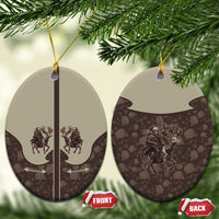 Western Yoke Ceramic Ornament Skeleton Cowboy Santa On A Reindeer - Wonder Print Shop