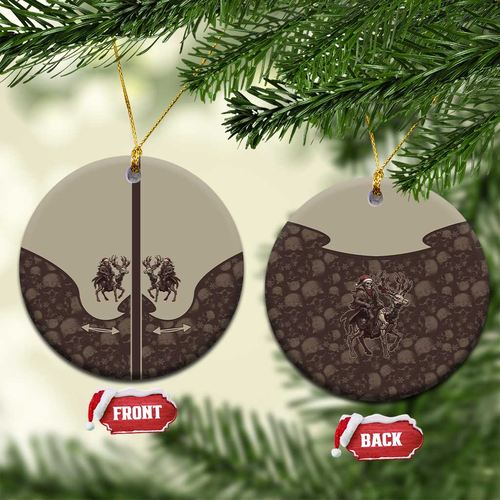 Western Yoke Ceramic Ornament Skeleton Cowboy Santa On A Reindeer - Wonder Print Shop