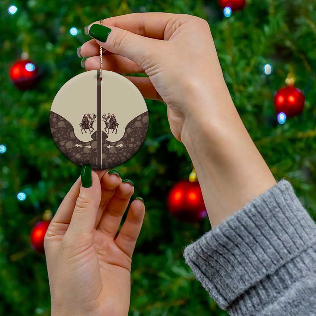 Western Yoke Ceramic Ornament Skeleton Cowboy Santa On A Reindeer - Wonder Print Shop