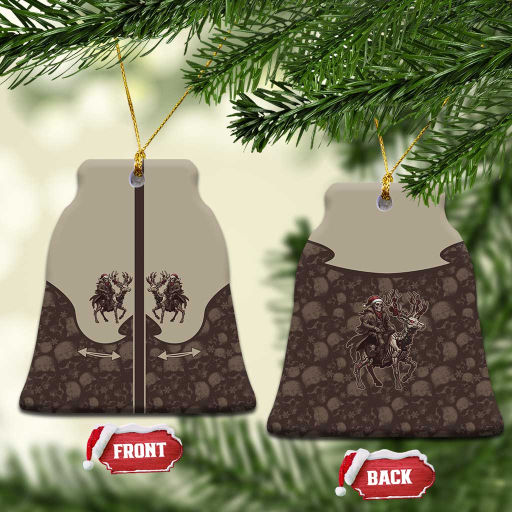 Western Yoke Ceramic Ornament Skeleton Cowboy Santa On A Reindeer - Wonder Print Shop