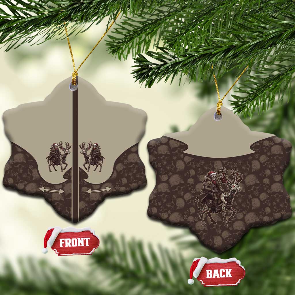 Western Yoke Ceramic Ornament Skeleton Cowboy Santa On A Reindeer - Wonder Print Shop