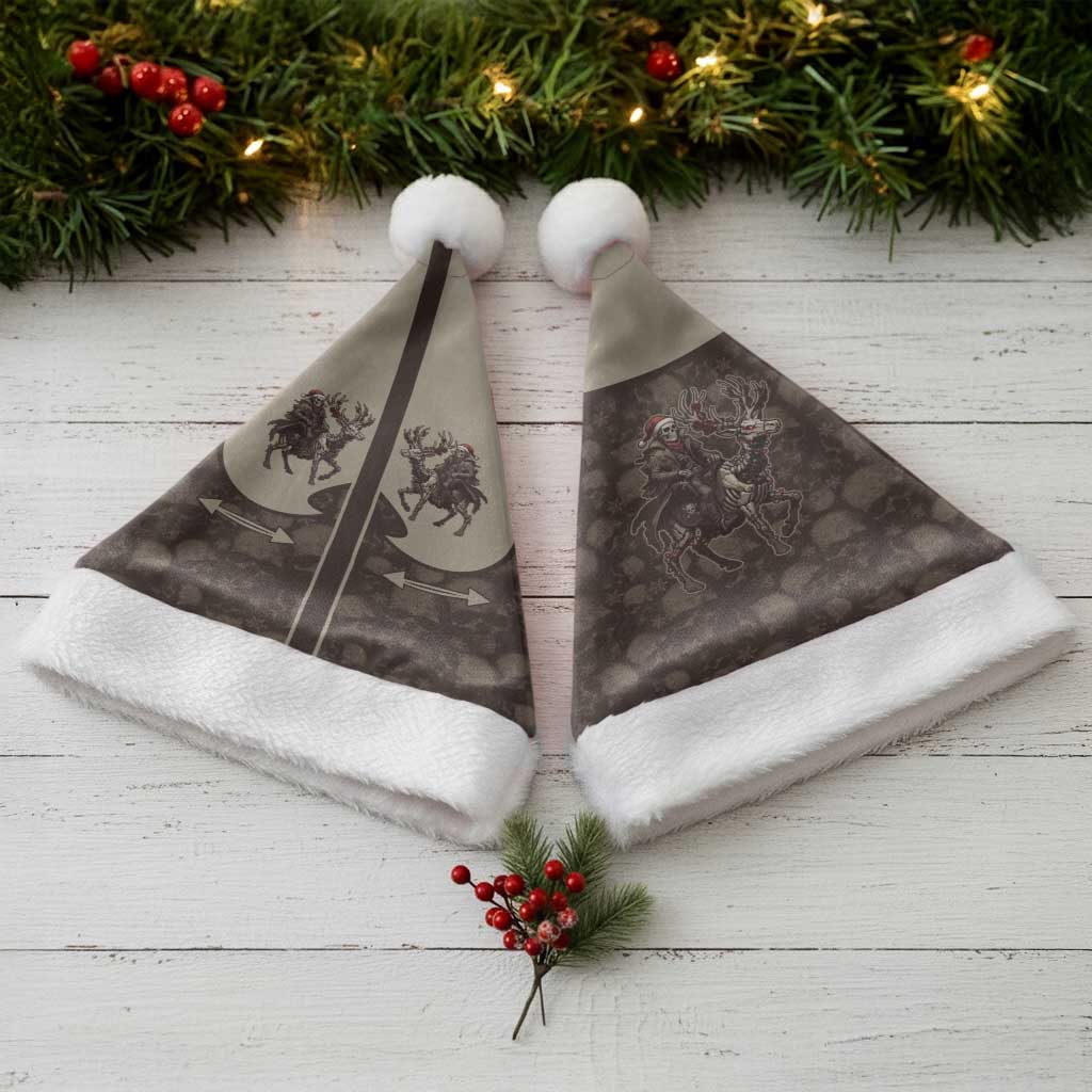 Western Yoke Christmas Santa Hat Skeleton Cowboy Santa On A Reindeer - Wonder Print Shop