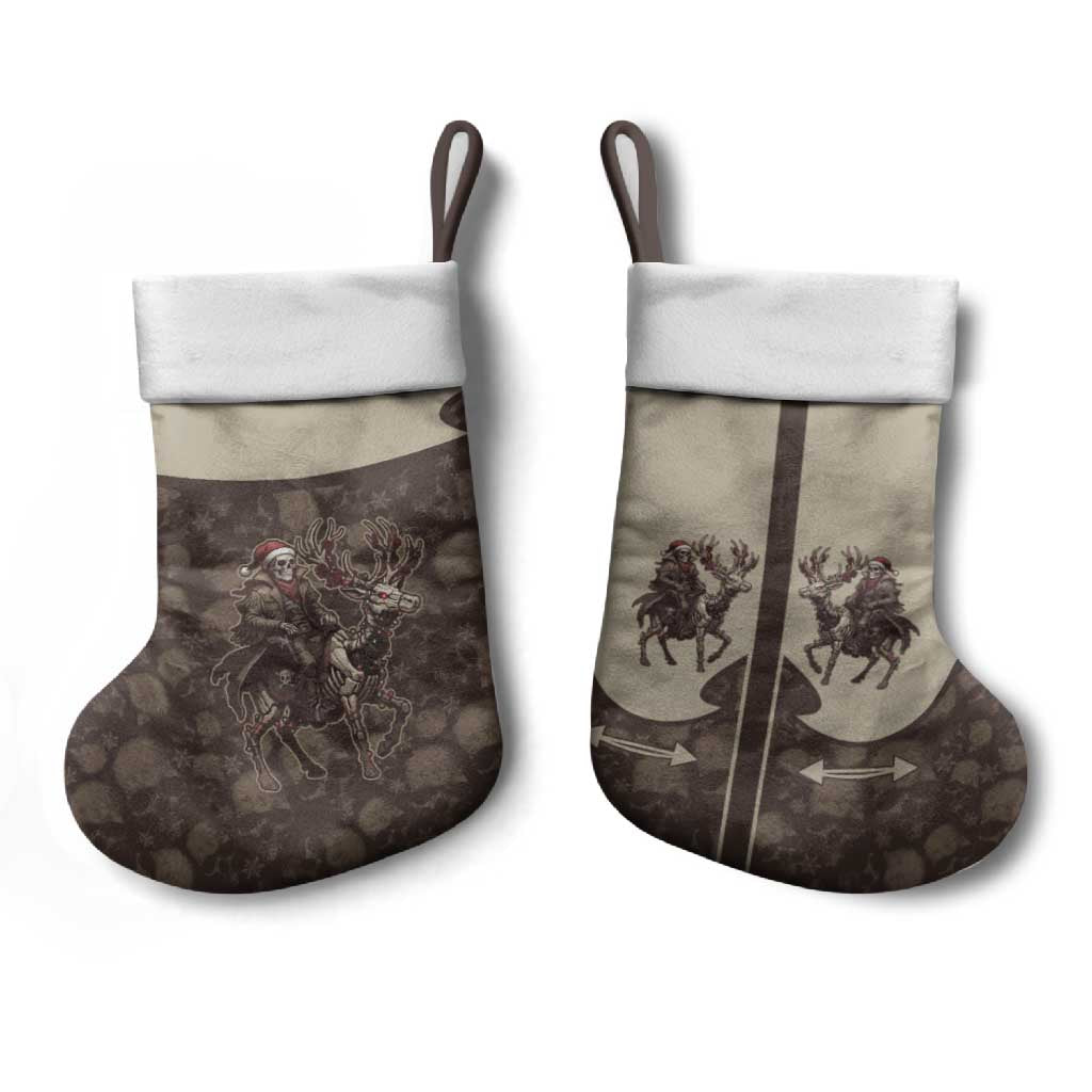 Western Yoke Christmas Stocking Skeleton Cowboy Santa On A Reindeer - Wonder Print Shop
