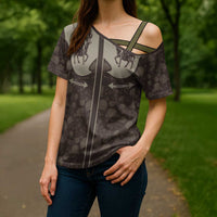 Western Yoke Cross Shoulder Shirt Skeleton Cowboy Santa On A Reindeer - Wonder Print Shop