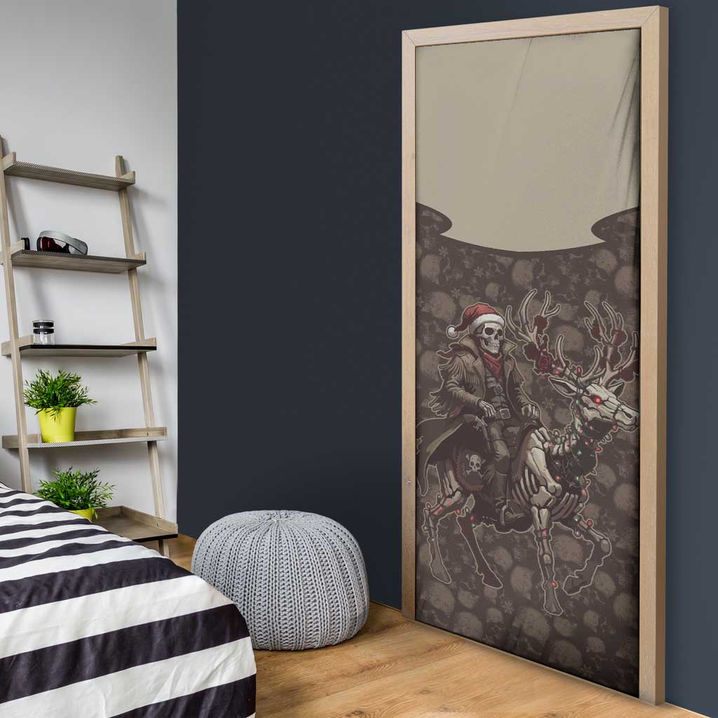 Western Yoke Door Cover Skeleton Cowboy Santa On A Reindeer - Wonder Print Shop