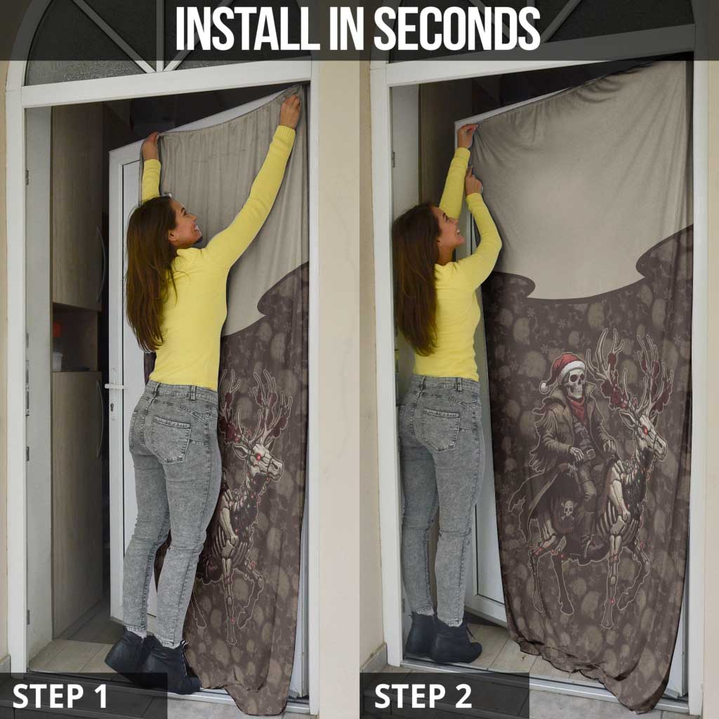 Western Yoke Door Cover Skeleton Cowboy Santa On A Reindeer - Wonder Print Shop