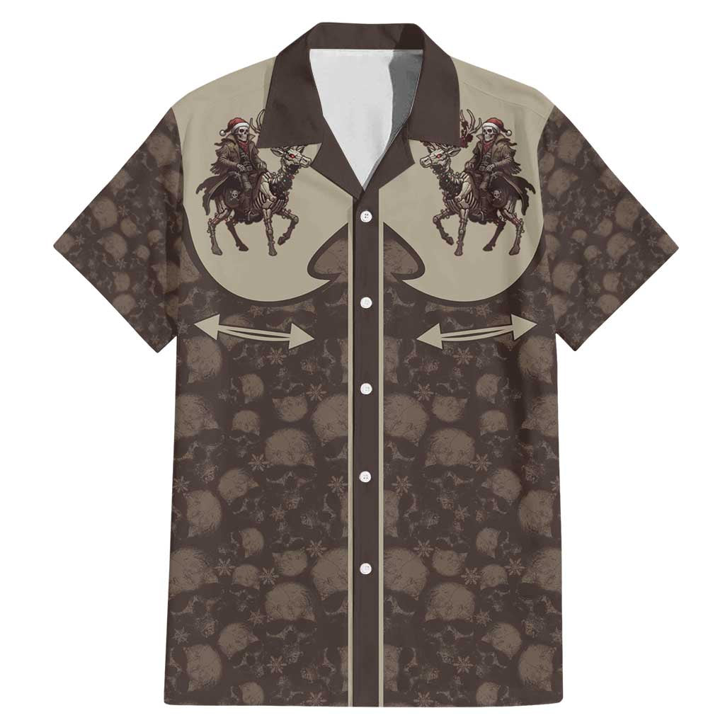 Western Yoke Family Matching Mermaid Dress and Hawaiian Shirt Skeleton Cowboy Santa On A Reindeer - Wonder Print Shop