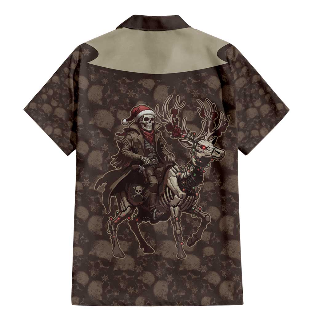 Western Yoke Family Matching Mermaid Dress and Hawaiian Shirt Skeleton Cowboy Santa On A Reindeer - Wonder Print Shop