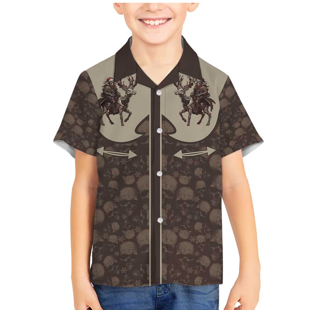 Western Yoke Family Matching Mermaid Dress and Hawaiian Shirt Skeleton Cowboy Santa On A Reindeer - Wonder Print Shop