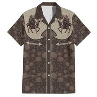 Western Yoke Family Matching Short Sleeve Bodycon Dress and Hawaiian Shirt Skeleton Cowboy Santa On A Reindeer - Wonder Print Shop