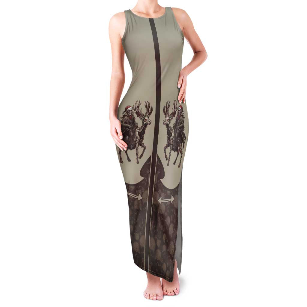 Western Yoke Family Matching Tank Maxi Dress and Hawaiian Shirt Skeleton Cowboy Santa On A Reindeer - Wonder Print Shop