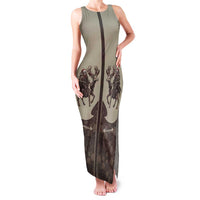 Western Yoke Family Matching Tank Maxi Dress and Hawaiian Shirt Skeleton Cowboy Santa On A Reindeer - Wonder Print Shop