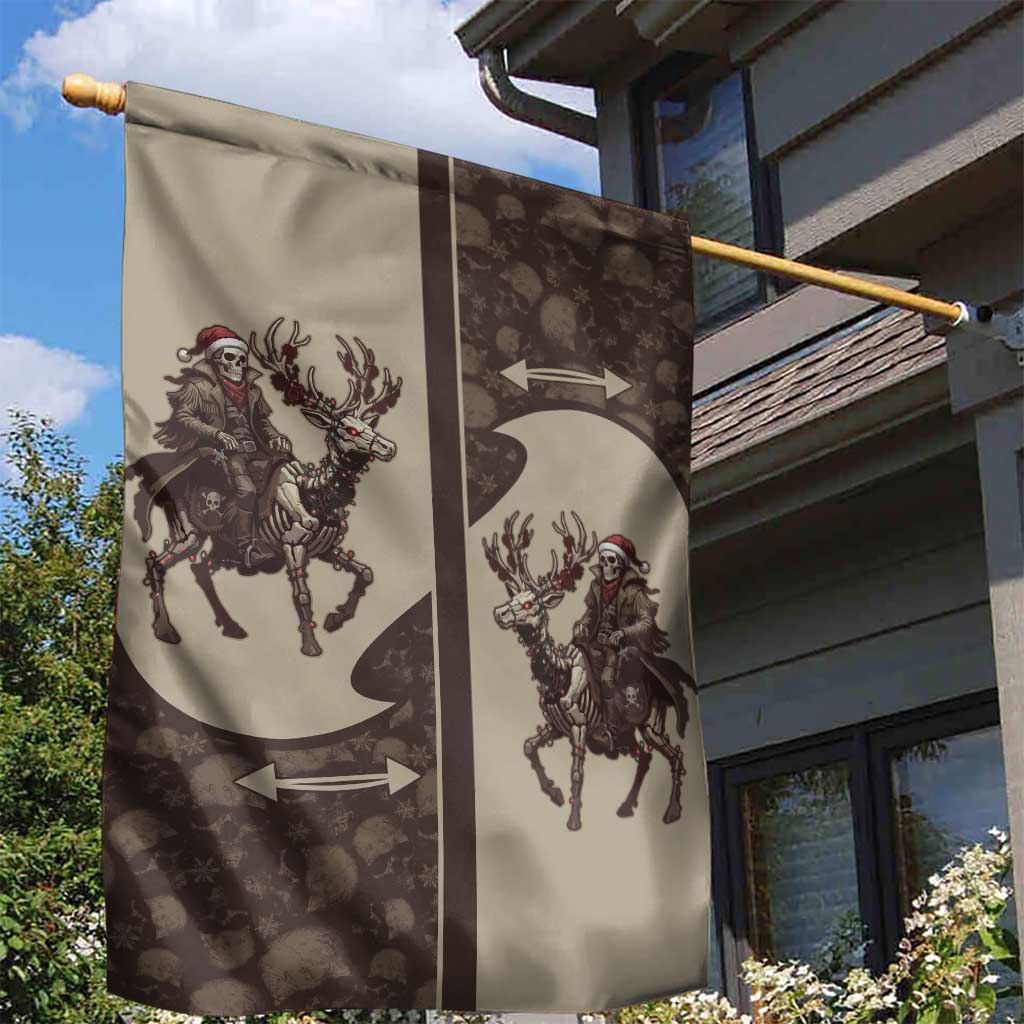 Western Yoke Garden Flag Skeleton Cowboy Santa On A Reindeer - Wonder Print Shop