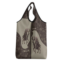 Western Yoke Grocery Bag Skeleton Cowboy Santa On A Reindeer - Wonder Print Shop