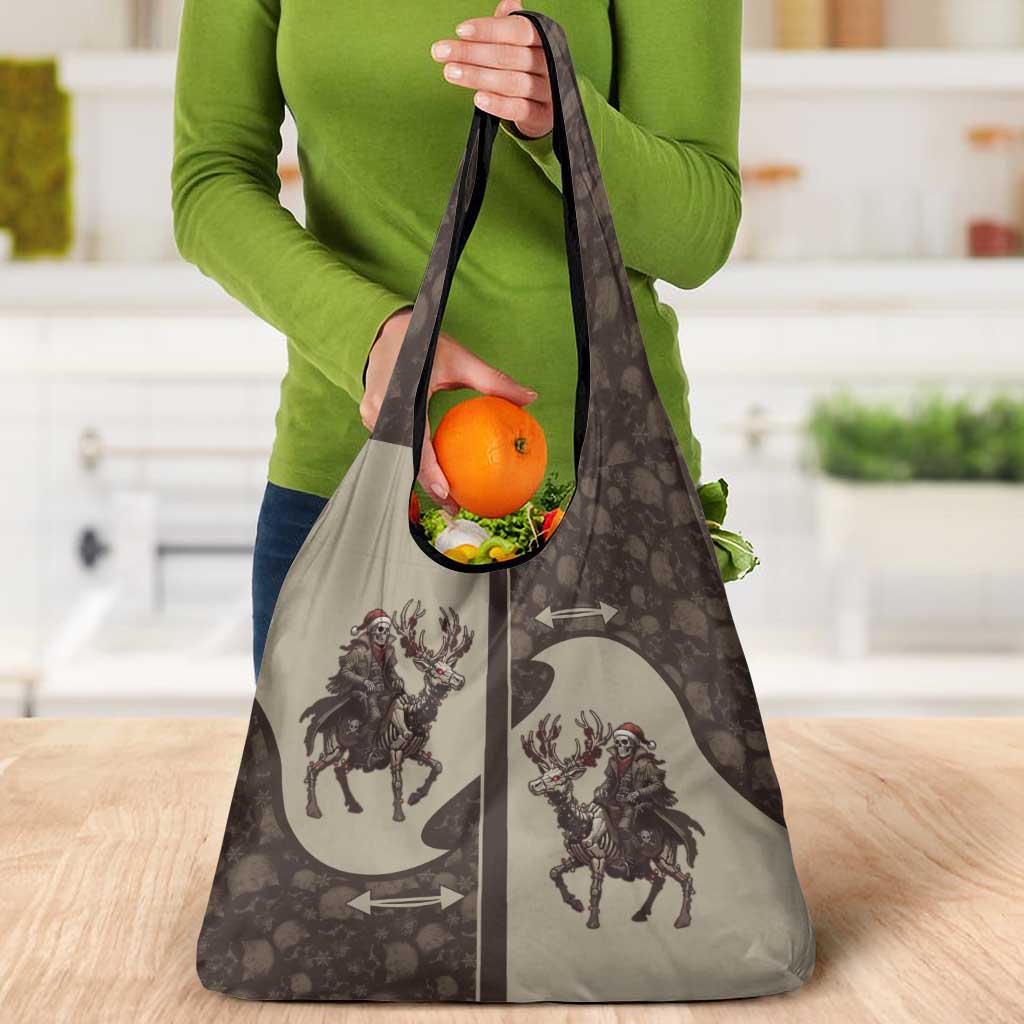 Western Yoke Grocery Bag Skeleton Cowboy Santa On A Reindeer - Wonder Print Shop