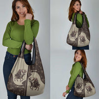 Western Yoke Grocery Bag Skeleton Cowboy Santa On A Reindeer - Wonder Print Shop