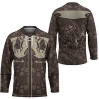 Western Yoke Hockey Jersey Skeleton Cowboy Santa On A Reindeer - Wonder Print Shop