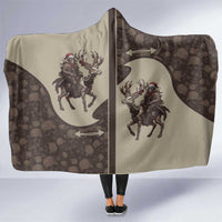 Western Yoke Hooded Blanket Skeleton Cowboy Santa On A Reindeer - Wonder Print Shop