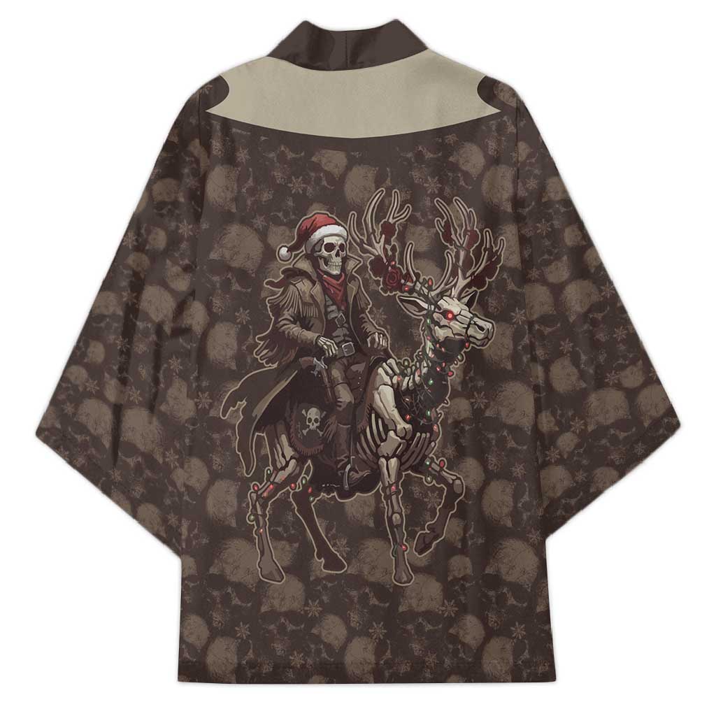 Western Yoke Kimono Skeleton Cowboy Santa On A Reindeer - Wonder Print Shop