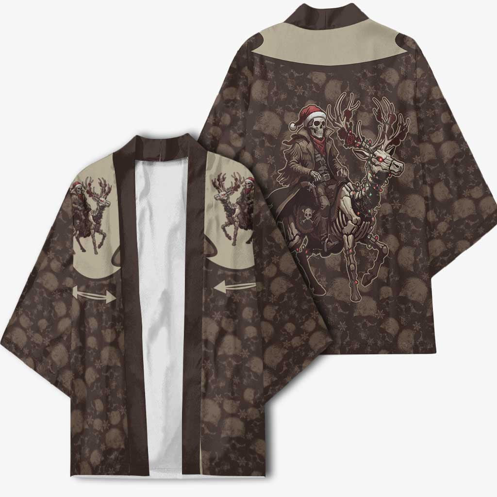 Western Yoke Kimono Skeleton Cowboy Santa On A Reindeer - Wonder Print Shop