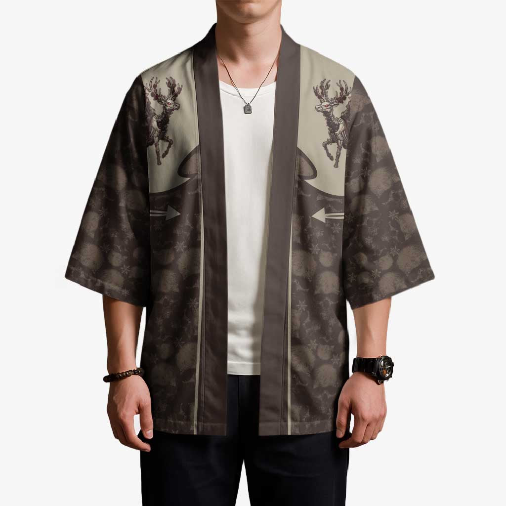 Western Yoke Kimono Skeleton Cowboy Santa On A Reindeer - Wonder Print Shop