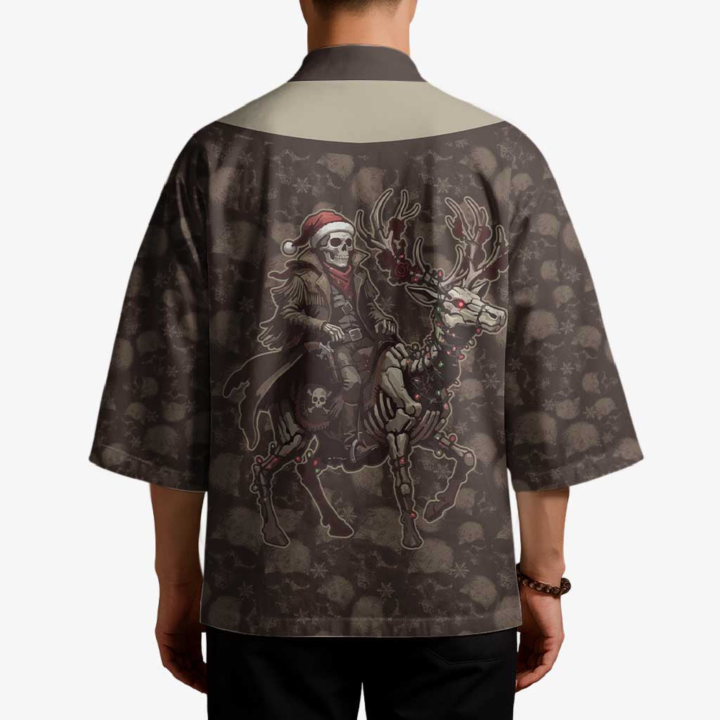 Western Yoke Kimono Skeleton Cowboy Santa On A Reindeer - Wonder Print Shop
